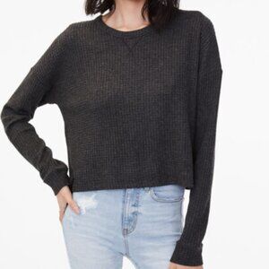 Aerie Long Sleeve Waffle-Knit Crew Neck